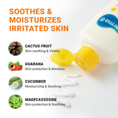 Fast-absorbing Derma B Sun Block on skin