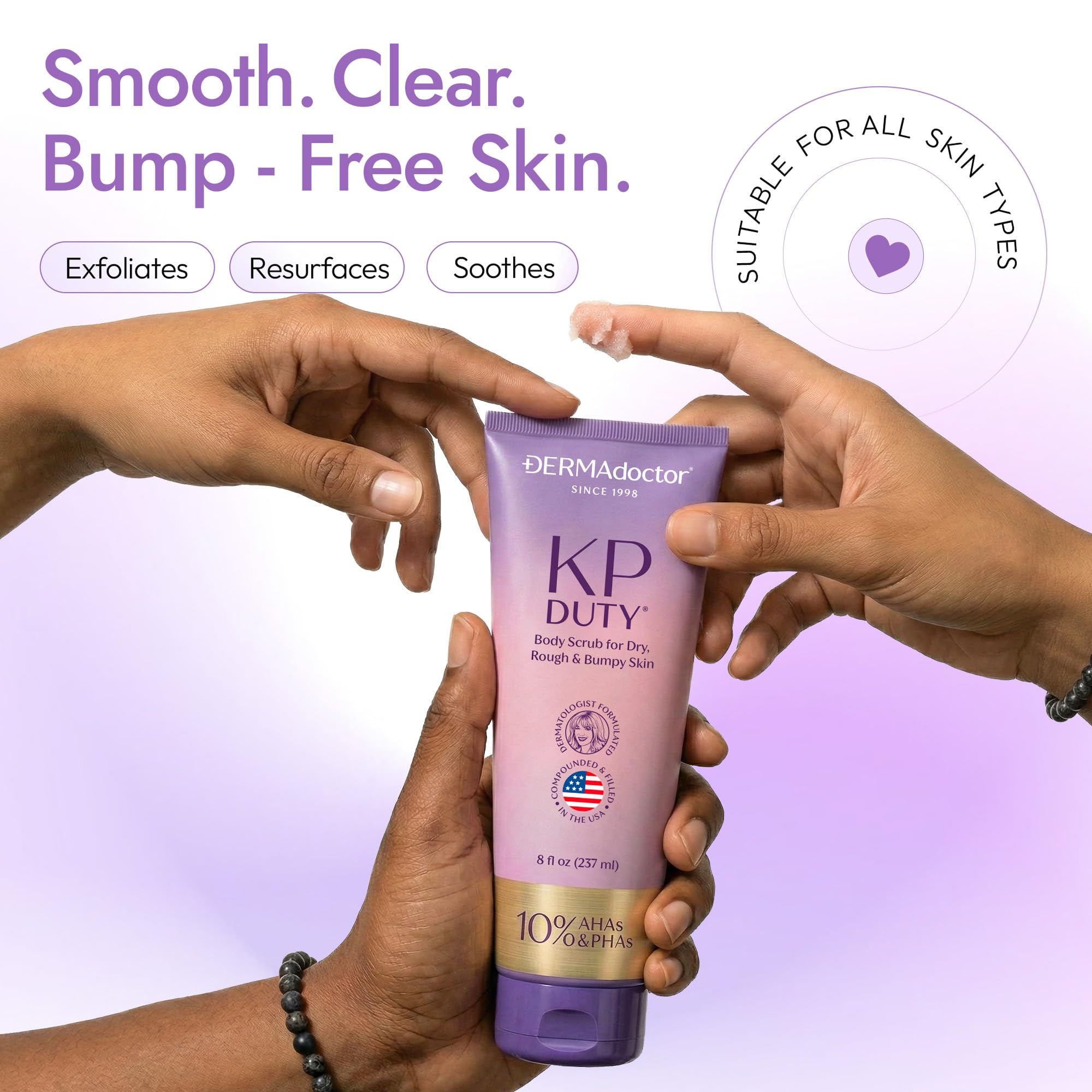 DERMAdoctor KP Bump Eraser 8 oz bottle displayed on vanity.