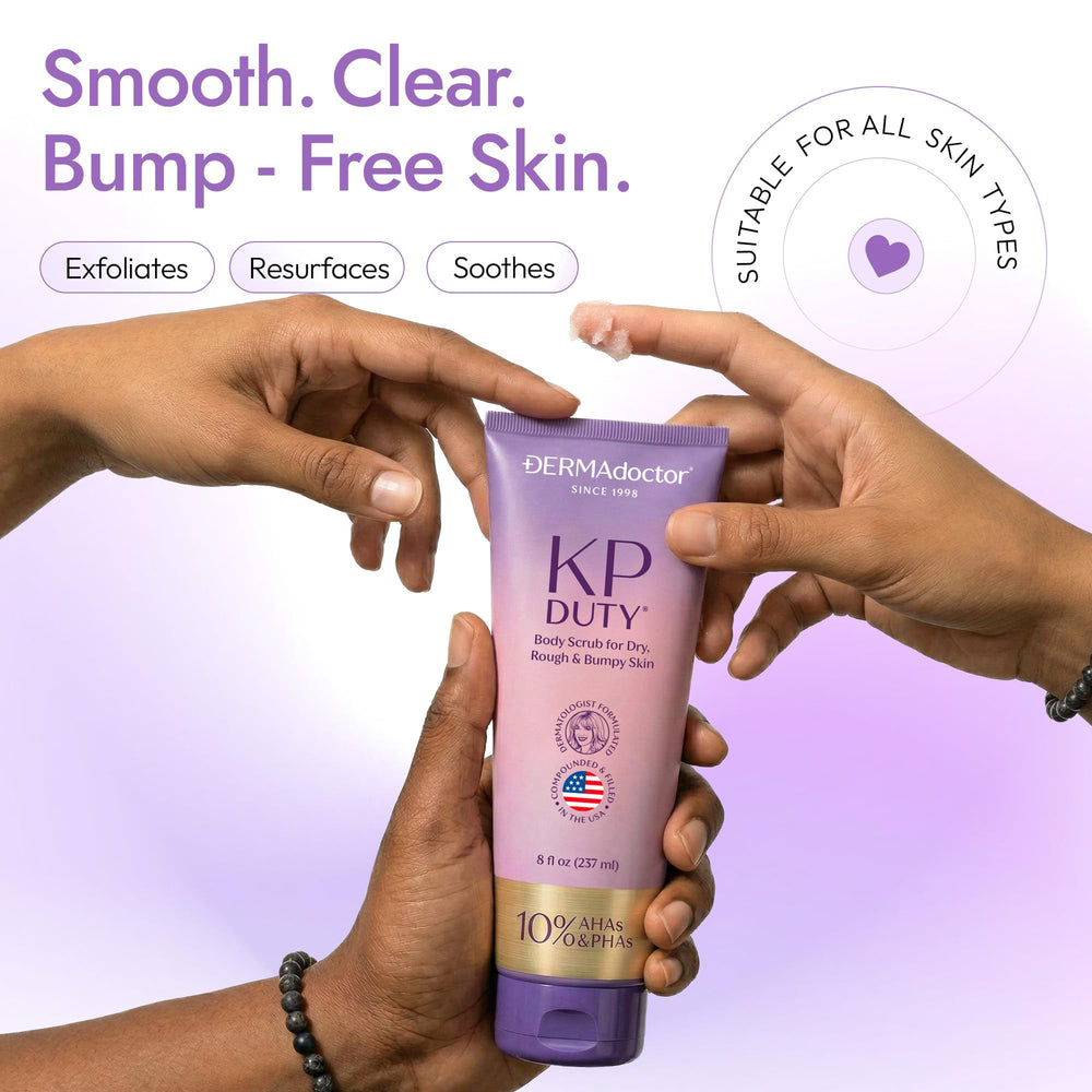 DERMAdoctor KP Bump Eraser 8 oz bottle displayed on vanity.