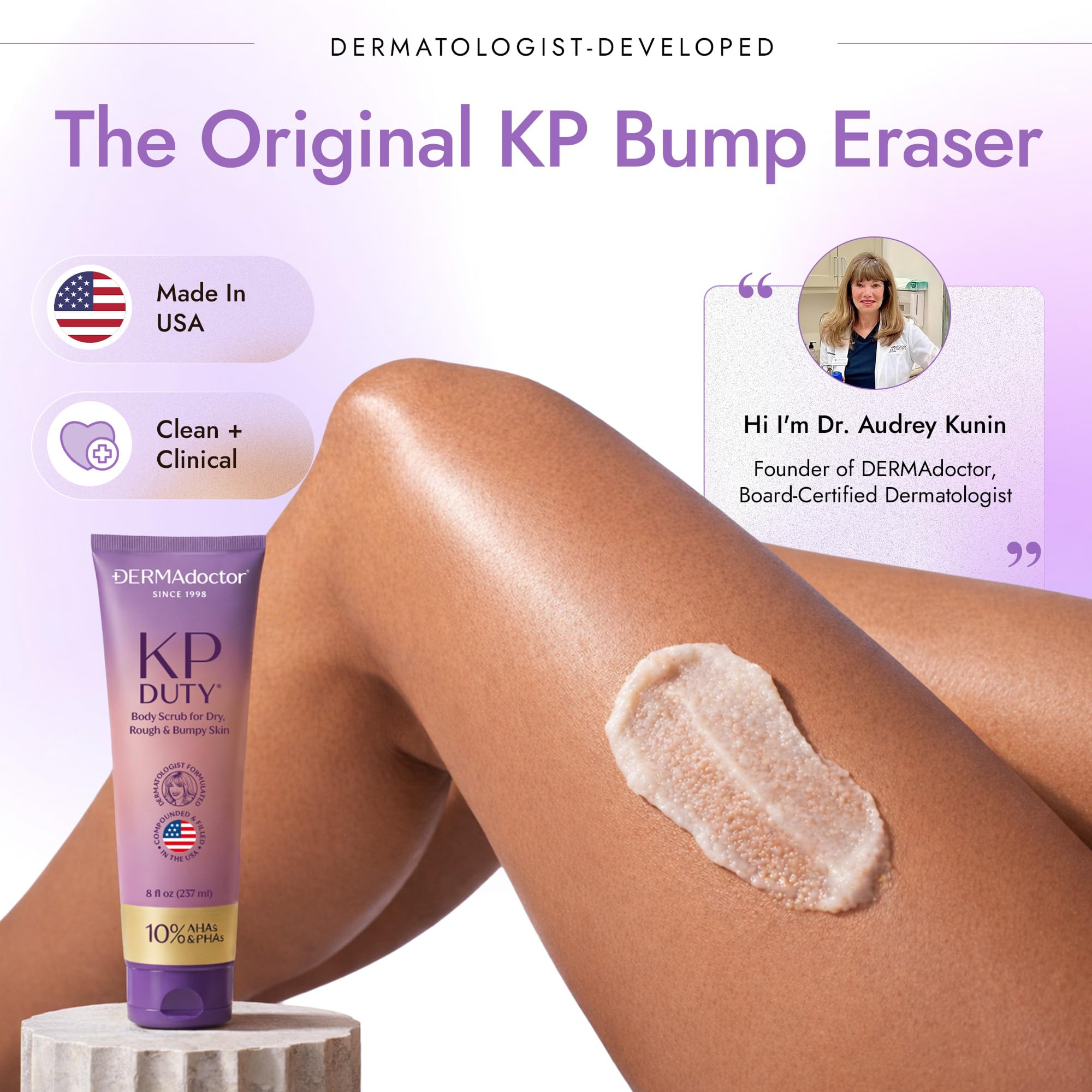 DERMAdoctor KP Bump Eraser being applied to arm to smooth KP texture.