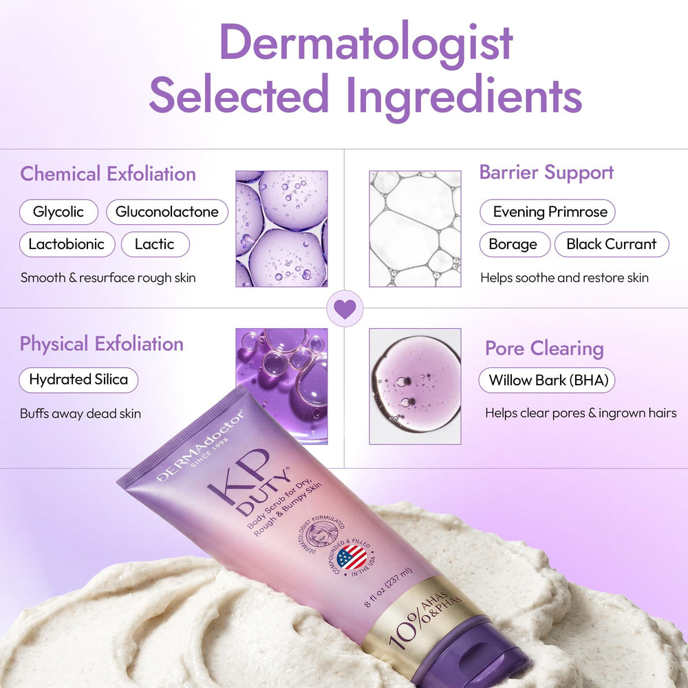 DERMAdoctor KP Bump Eraser dermatologist-tested label shown.