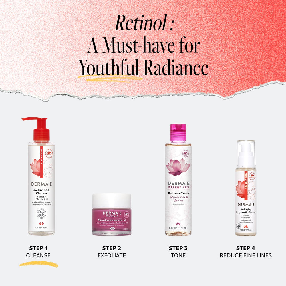 Derma E Anti-Wrinkle Cleanser ingredient Glycolic Acid aids gentle exfoliation.