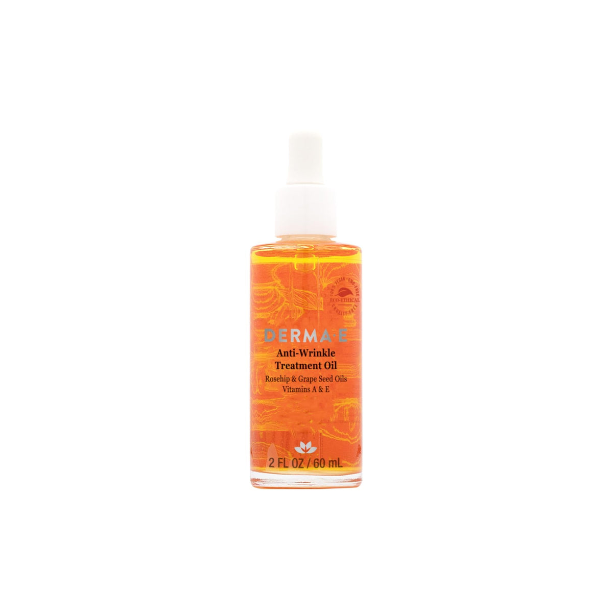 Derma E Anti-Wrinkle Treatment Oil bottle view shows fragrance-free hydration for daily use.