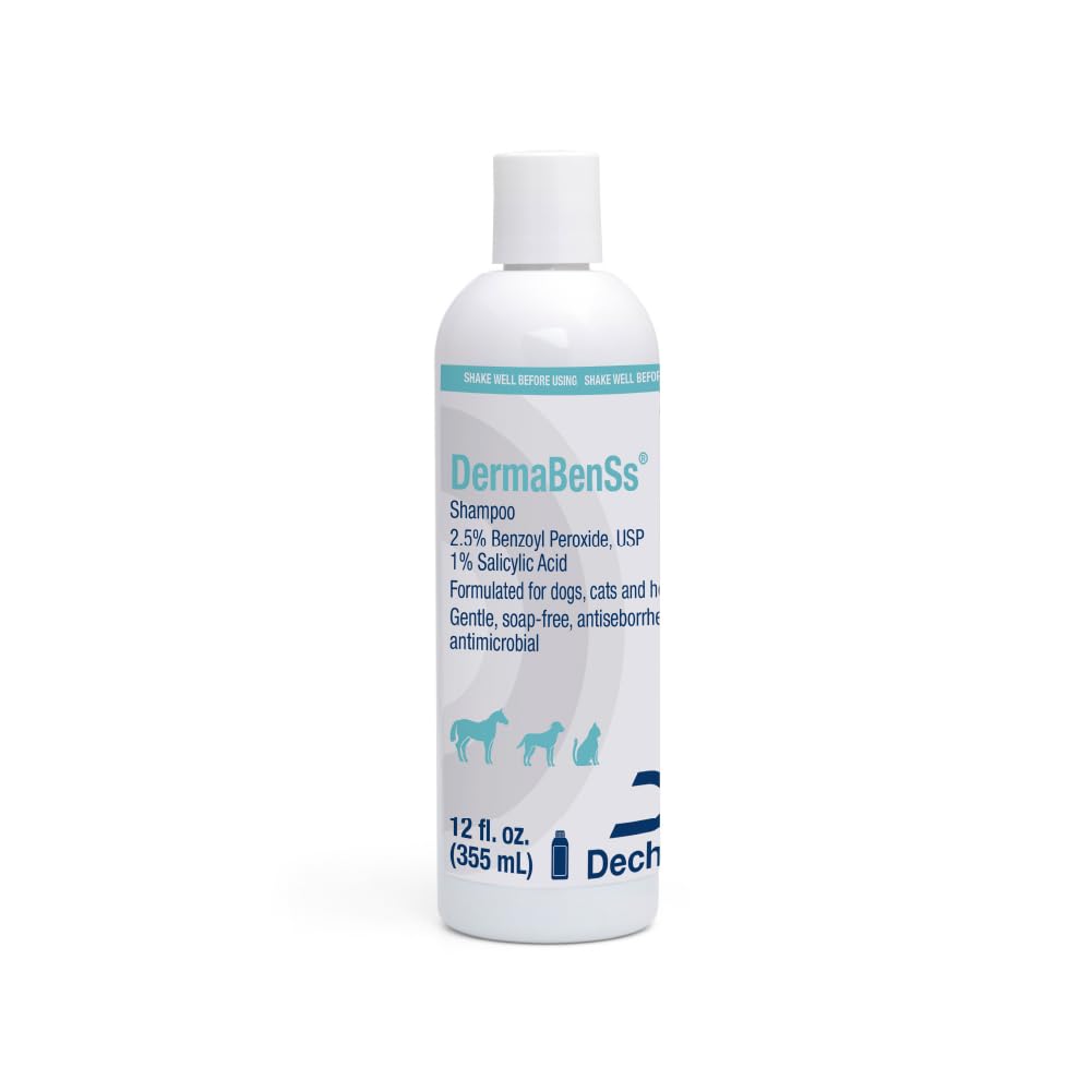DermaBenSs shampoo bottle highlights a gentle, multi-species formula for healthy-looking skin.