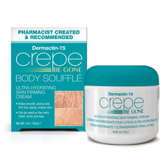 Dermactin Crepe Be Gone Body Souffle packaging shot highlights easy-to-use 3 oz jar.