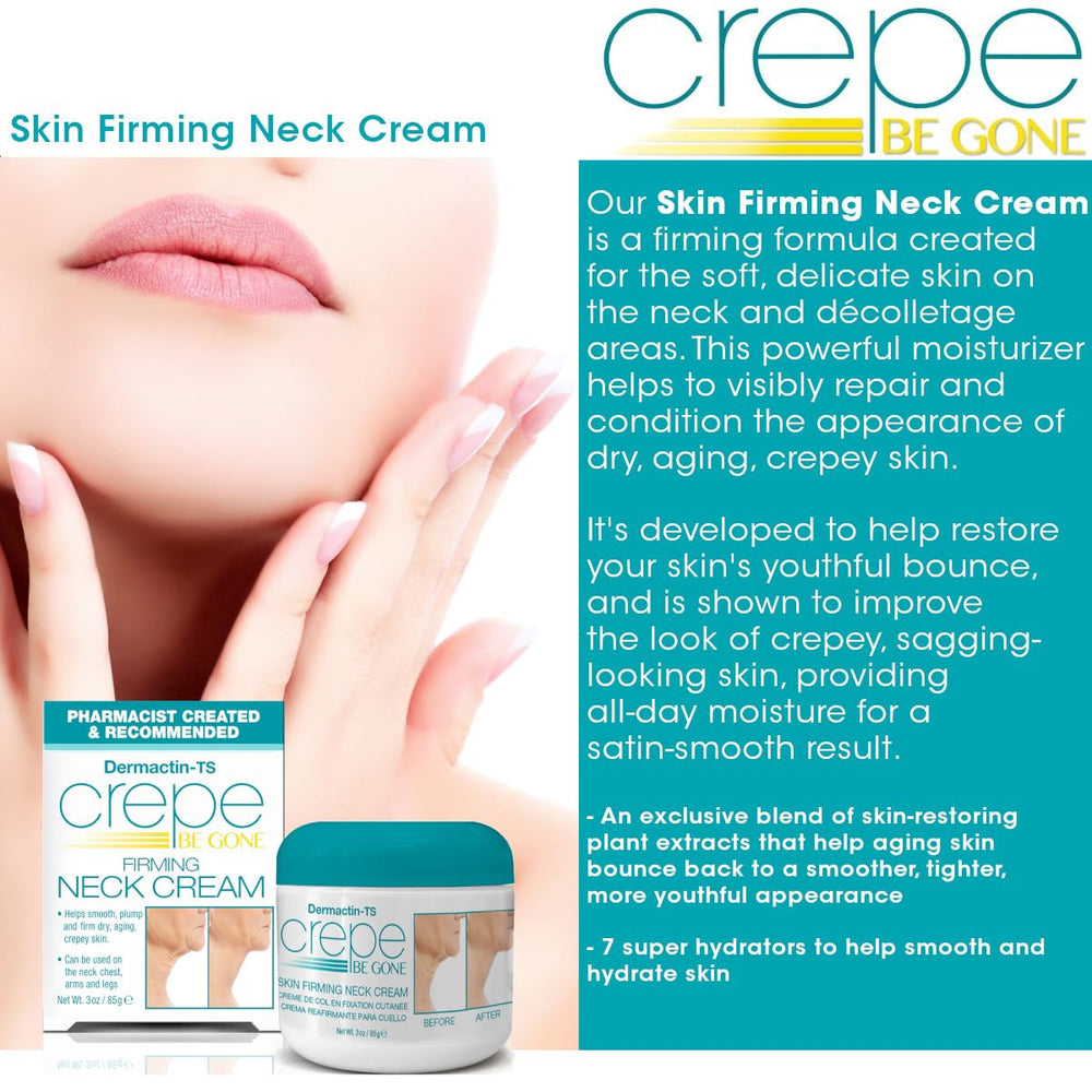 Applying Dermactin Crepe Be Gone to the neck and décolletage