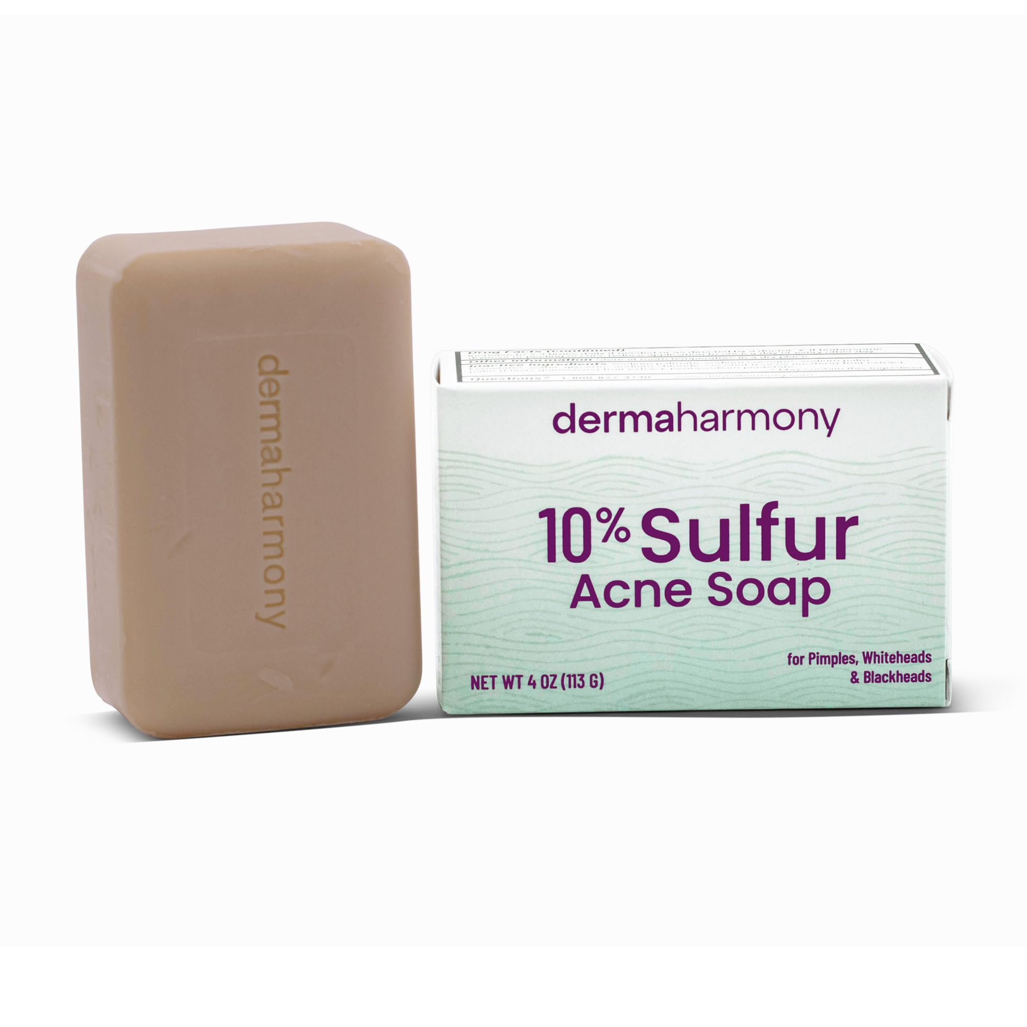 Dermaharmony 10% sulfur bar soap close-up for acne-prone skin cleansing