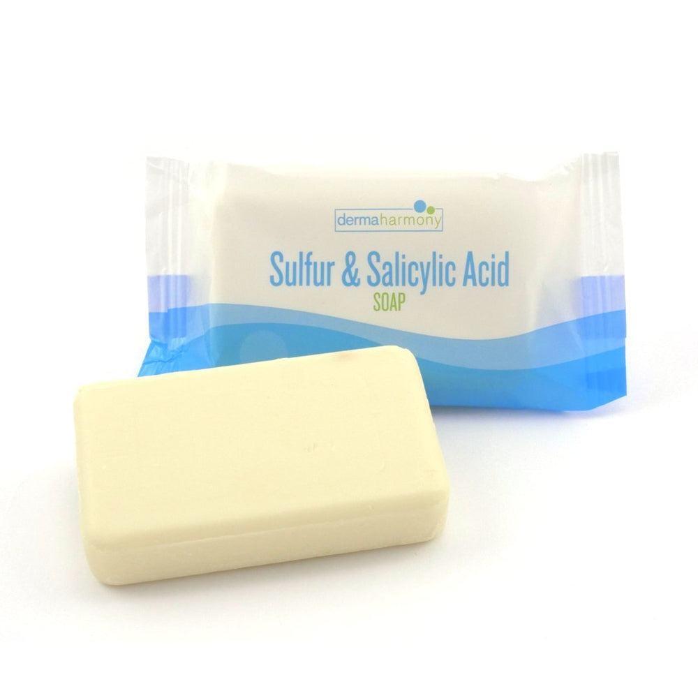 DermaHarmony sulfur and salicylic bar soap close-up showing texture for deep cleansing