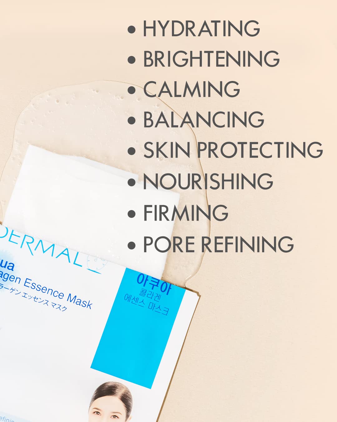 DERMAL sheet masks adherent design for 15-minute wear