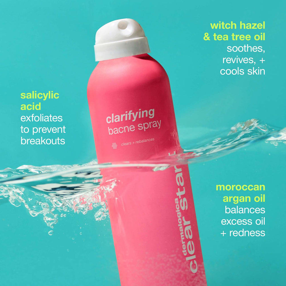 Dermalogica Clear Start bacne closeup showing a light, non-greasy mist.