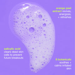 Dermalogica Clear Start foaming lather shows rich texture for thorough yet gentle cleansing.