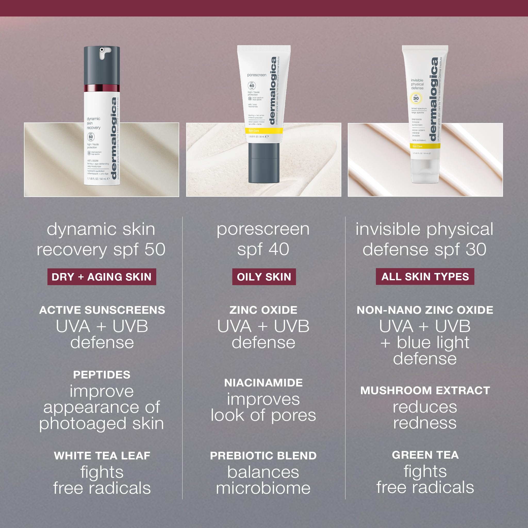 Dermalogica Dynamic Skin Recovery SPF50 label highlighting protection features.