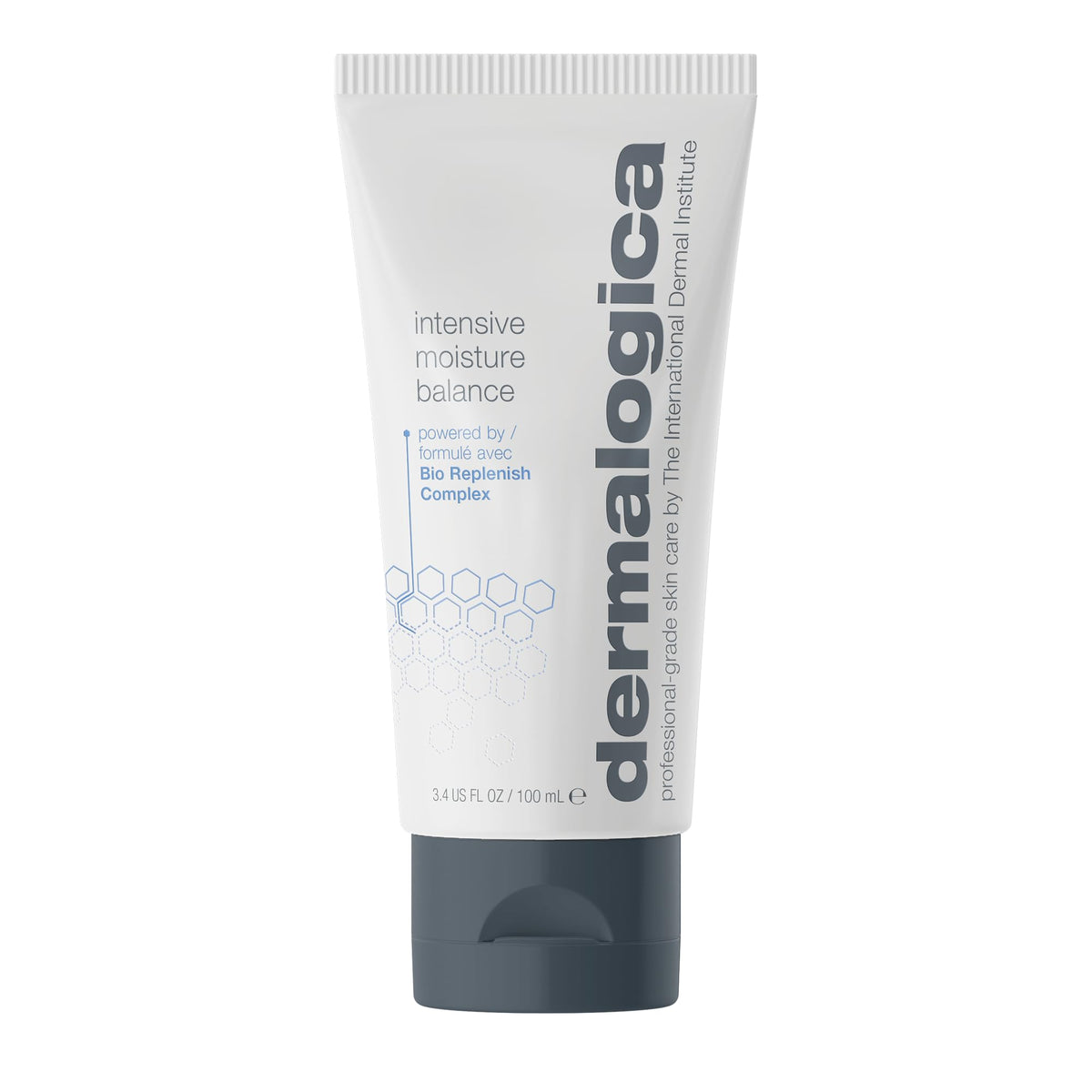 Dermalogica Intensive Moisture Balance bottle closeup showing rich hydration for dry skin