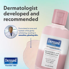 Dermasil hyaluronic acid hydration bottle emphasizes plumping moisture for refreshed skin.