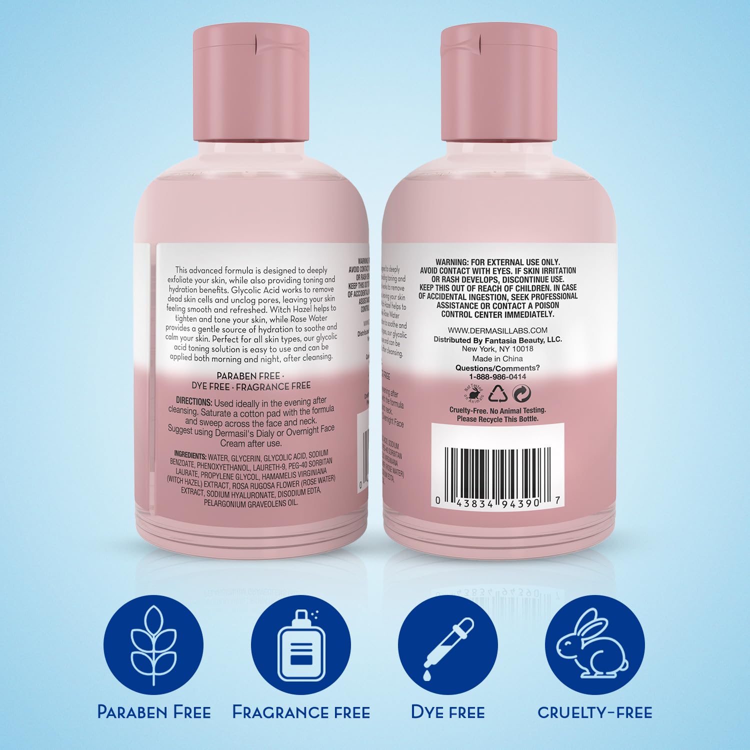 Dermasil rose water toner bottle on display providing soothing hydration for sensitive skin.