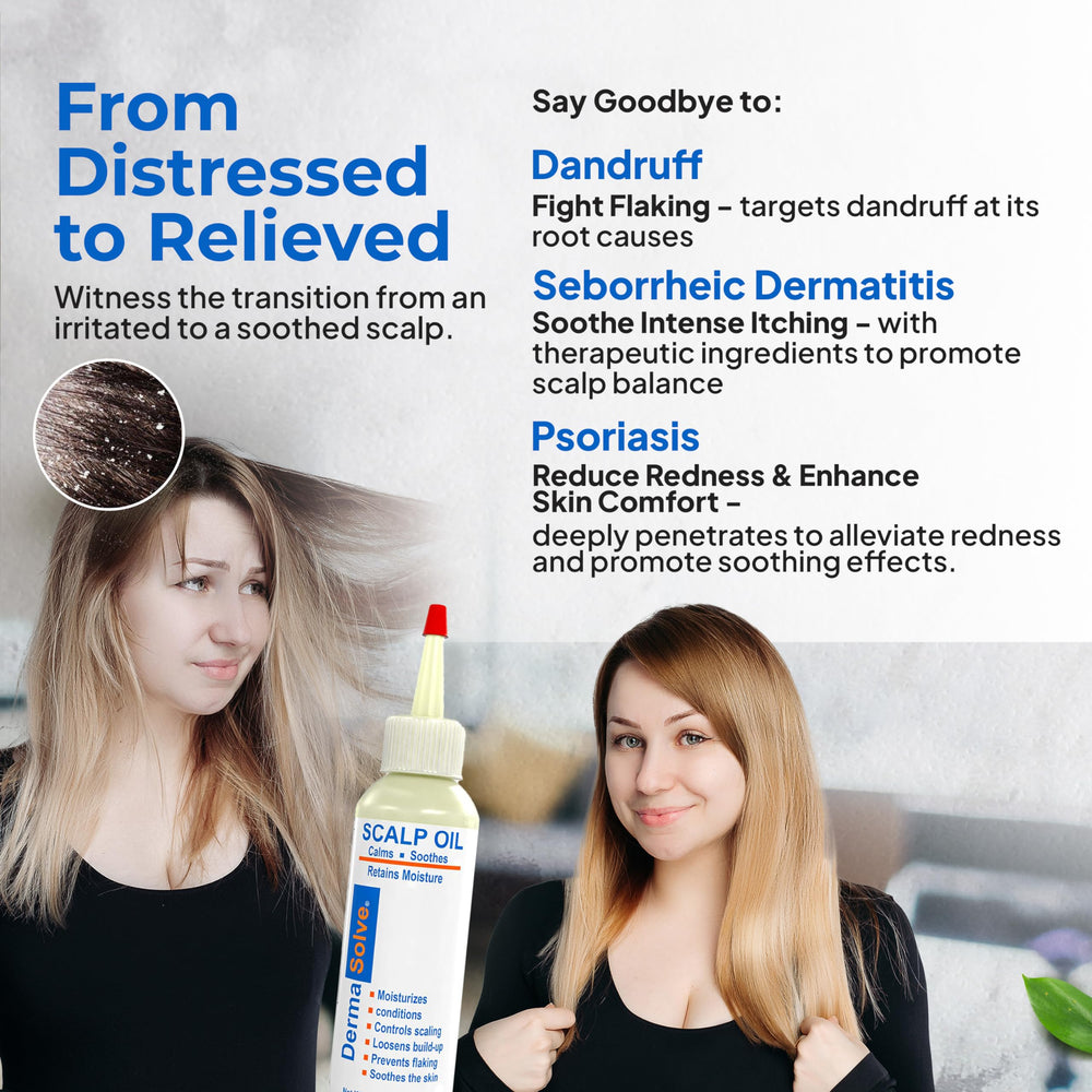 Dermasolve scalp health illustration with product benefits