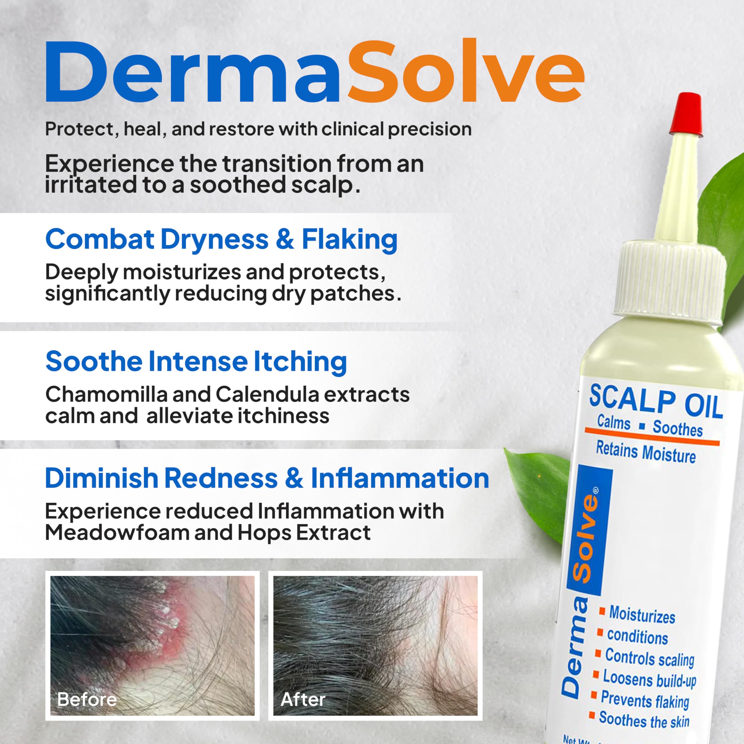 Dermasolve scalp oil being poured for quick absorption