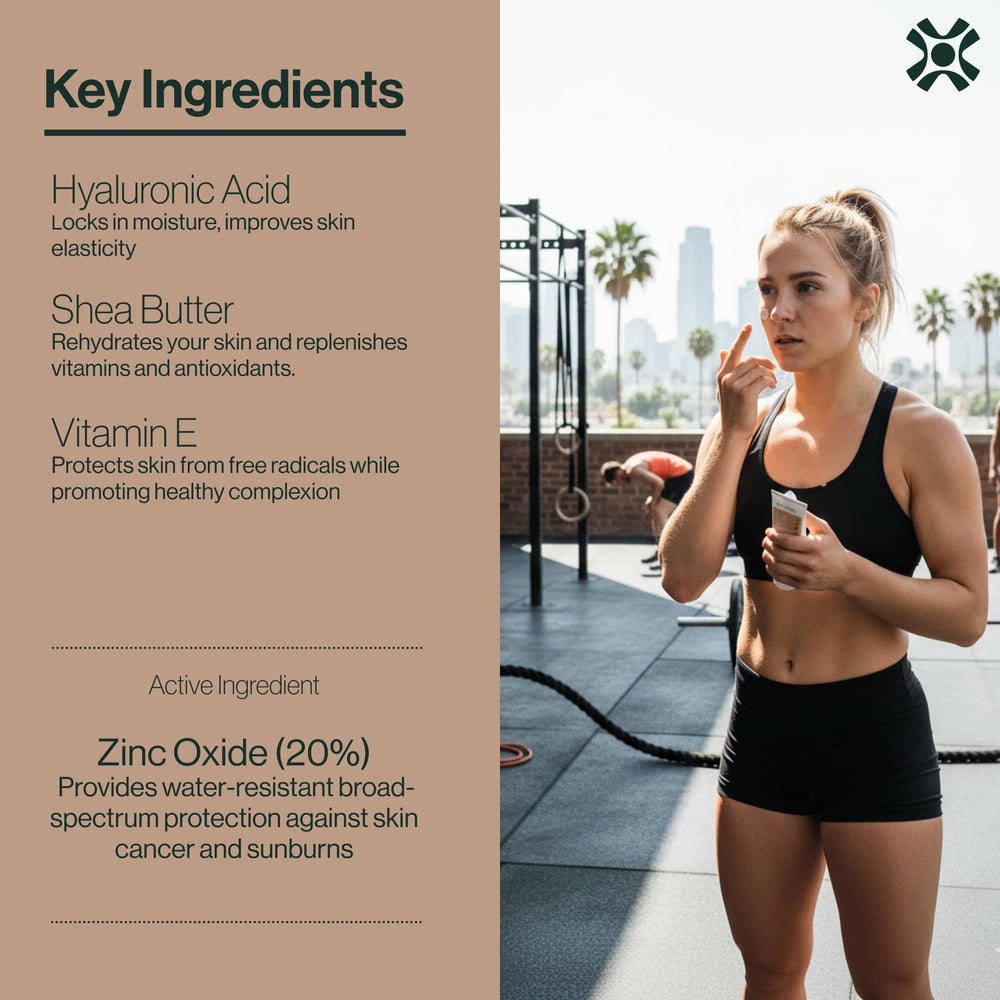 DERMASPORT water-resist up to 80 minutes demonstrates sweat-ready protection during workouts.