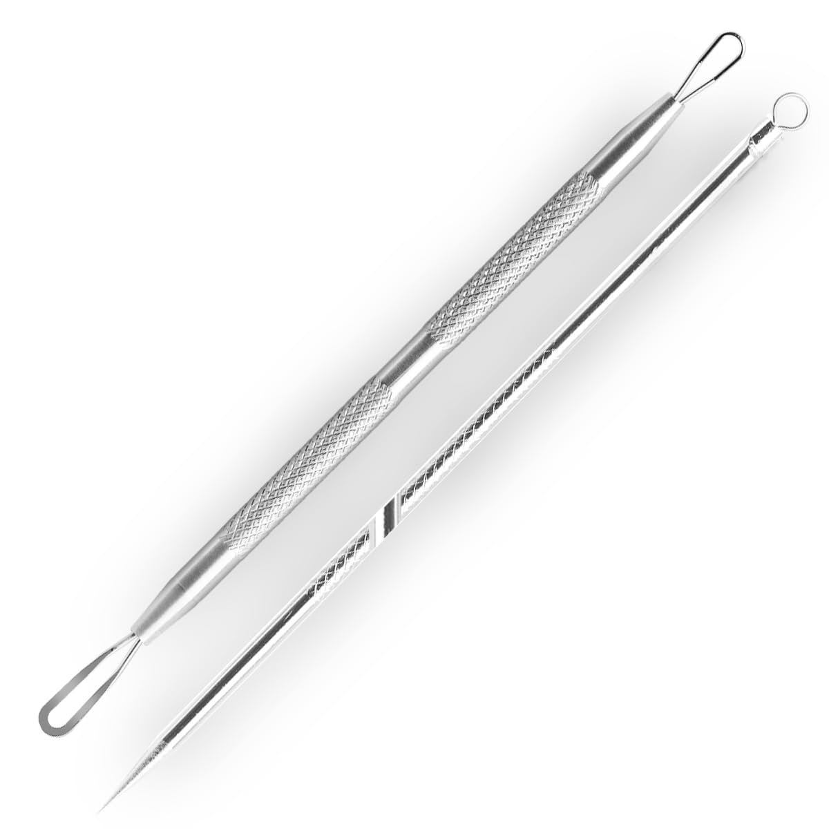 DERMATED 2-pcs pimple extractor kit closeup for precise at-home extractions.