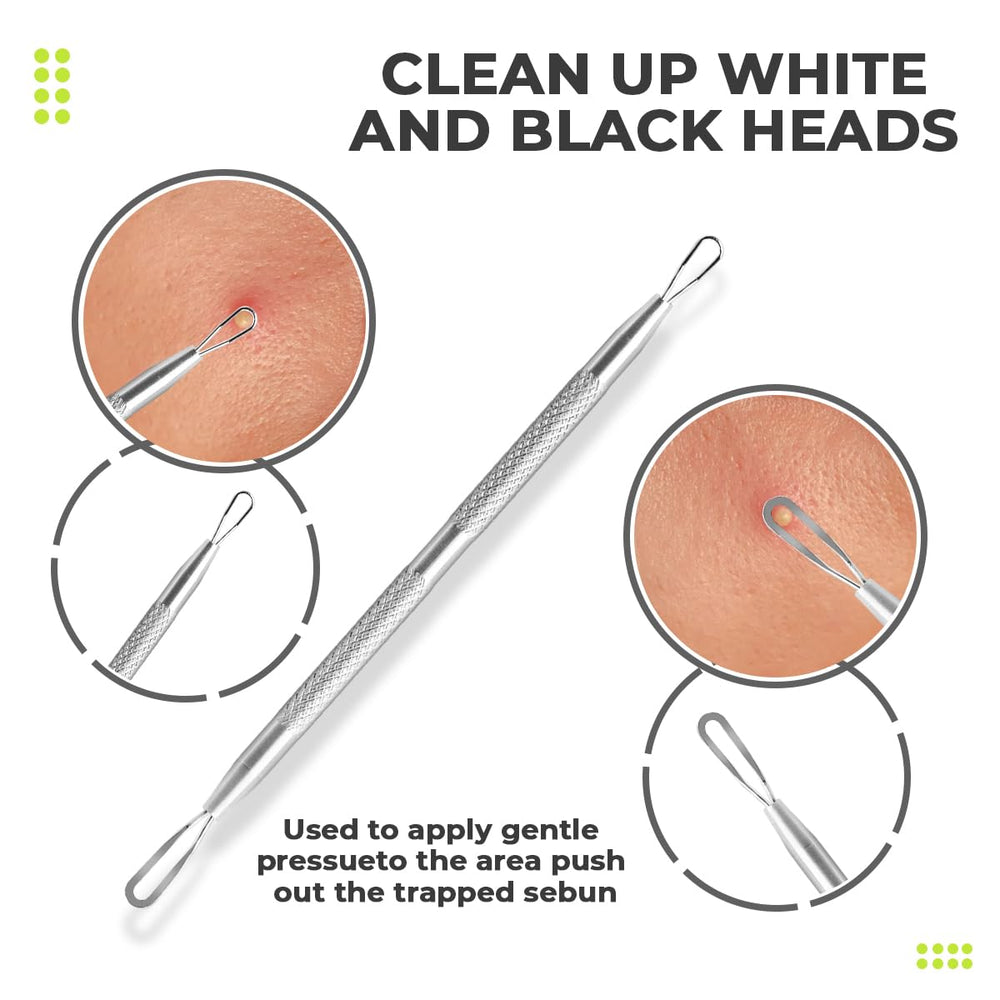 DERMATED face tools with ergonomic handles support safe, beginner-friendly at-home extractions.