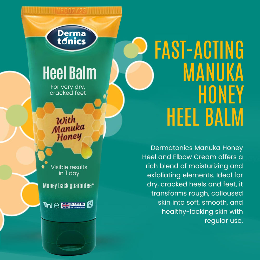 Dermatonics callus-softening cream reduces tough skin on heels with exfoliating action.