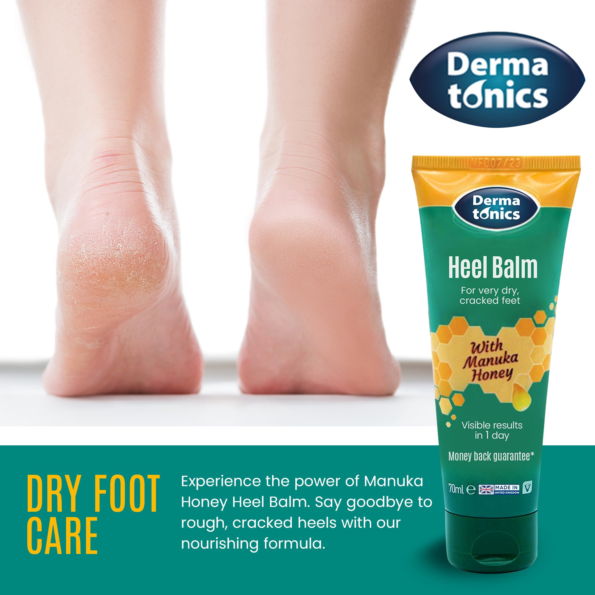 Dermatonics travel-size 2.37 oz tube ideal for on-the-go foot care.