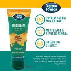 Dermatonics manuka-honey formula highlights hydration and gentle exfoliation for feet.