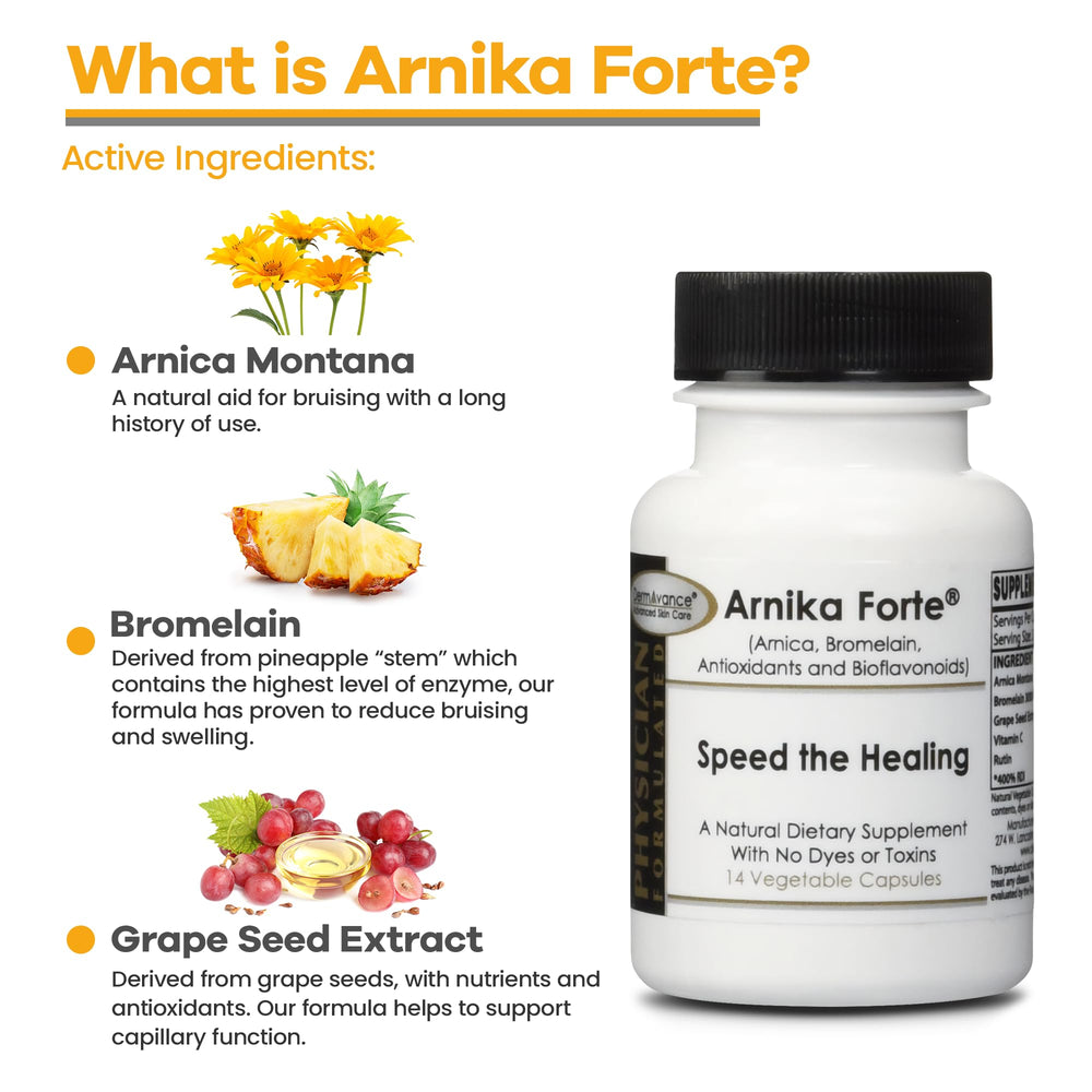 DermAvance Arnika Forte capsules close-up of tablets ready for daily use