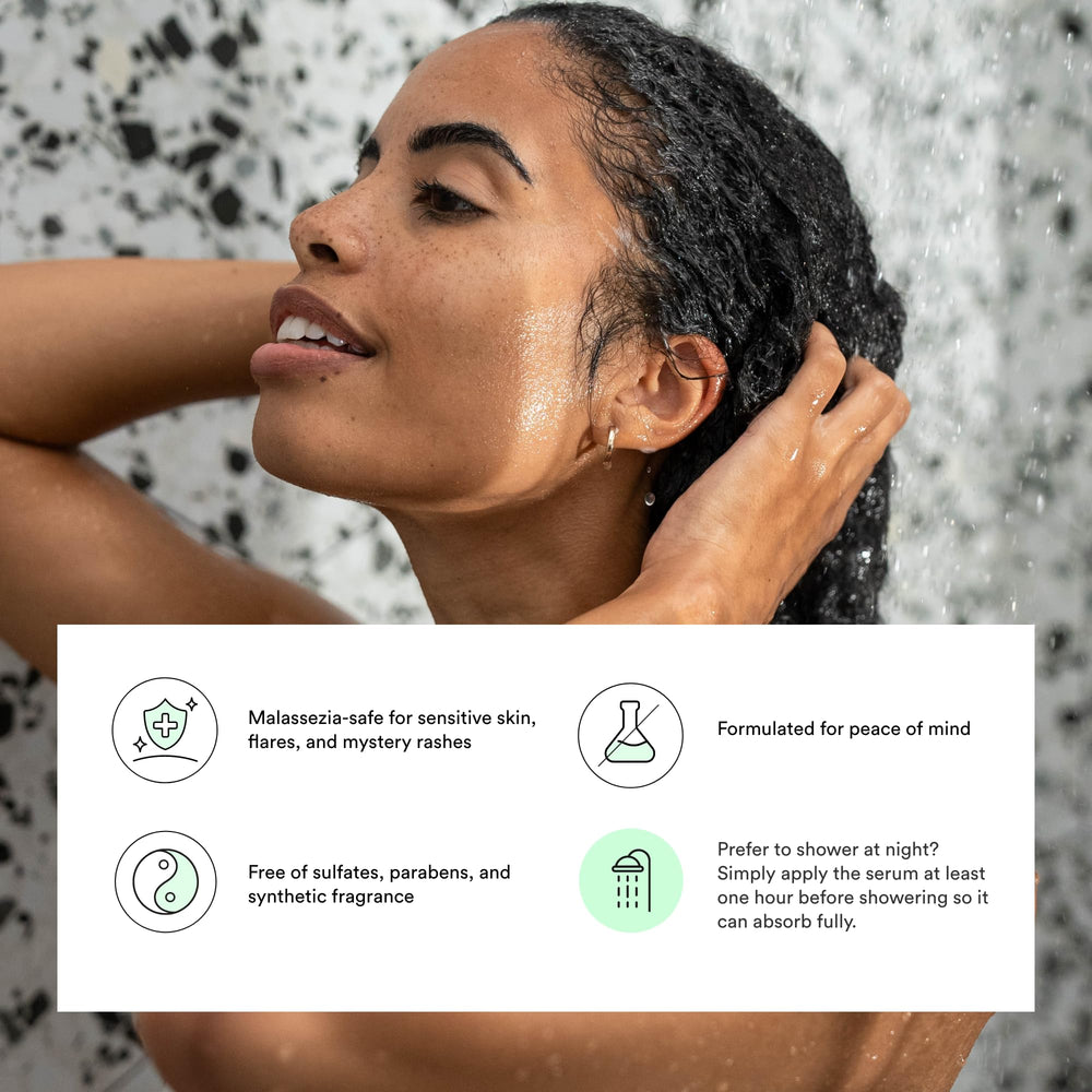 Dermazen Cleansing Scalp Therapy Shampoo lather shows rich foam for soothing relief.
