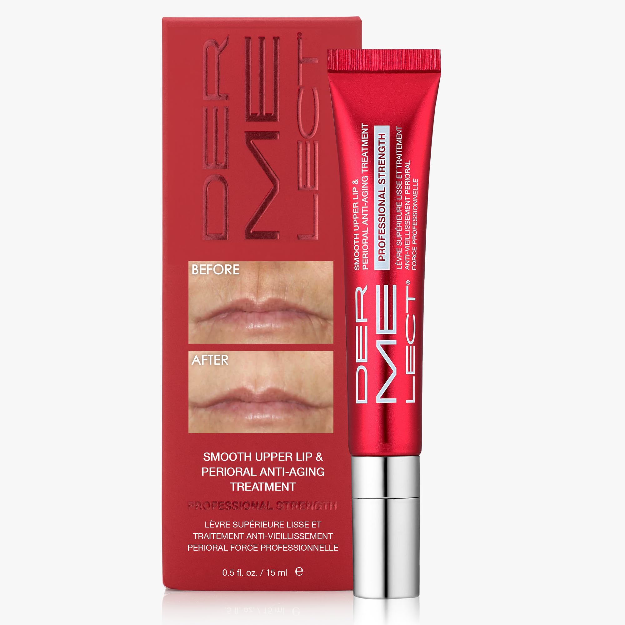 Dermelect Smooth Upper Lip Professional jar focusing on perioral care for smoother lip lines