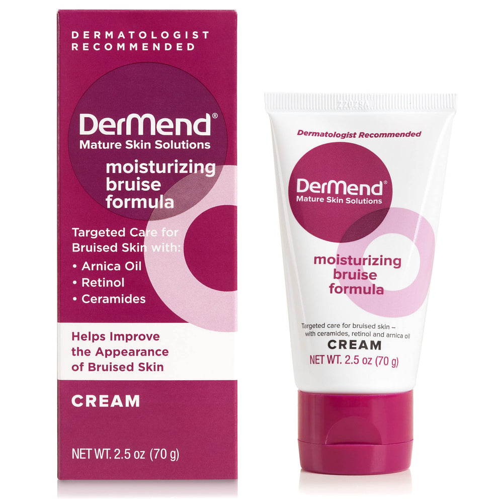 Dermend Bruise Cream bottle demonstrates portable packaging for quick daily use.