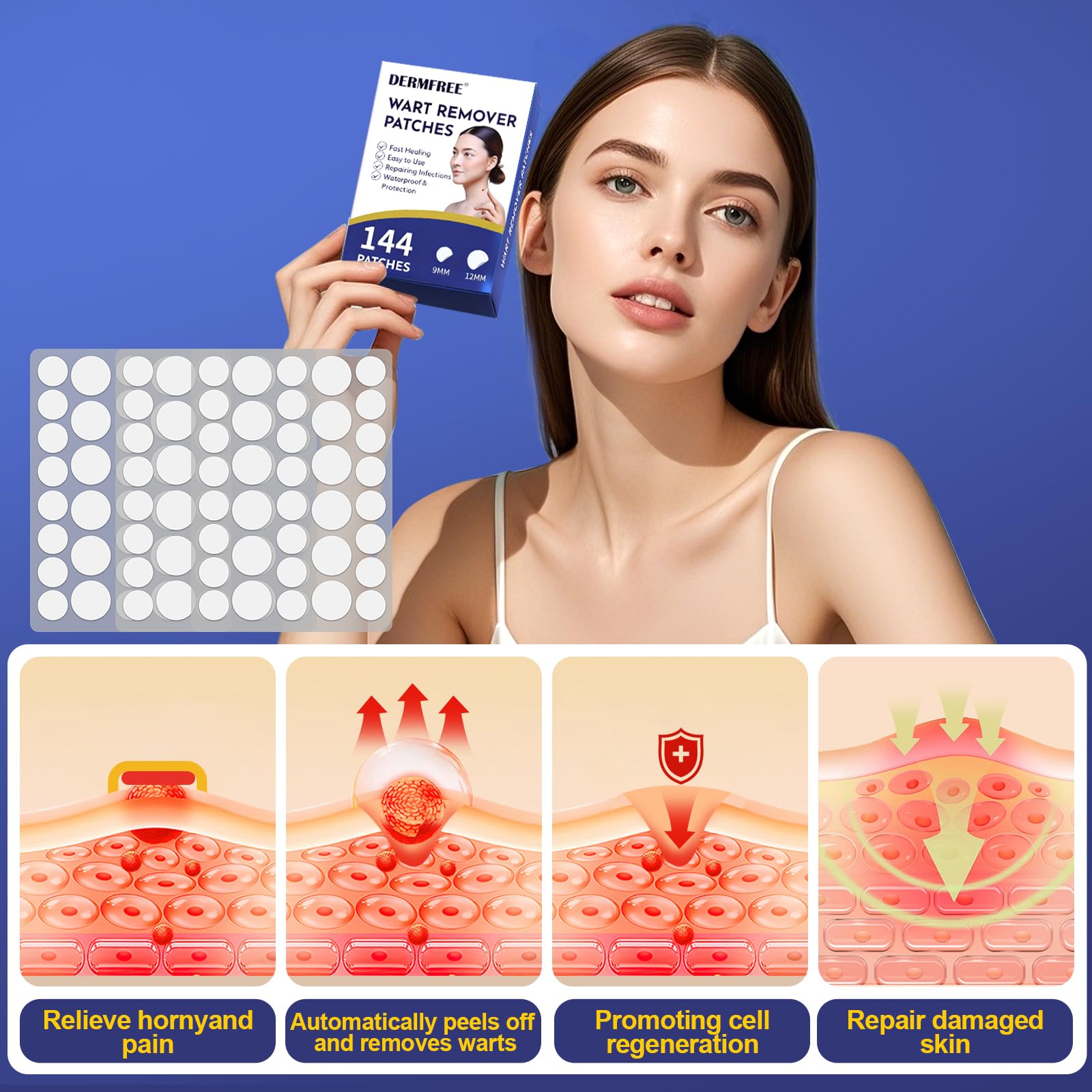 DERMFREE hydrocolloid patch pack demonstrates ample supply for ongoing use.