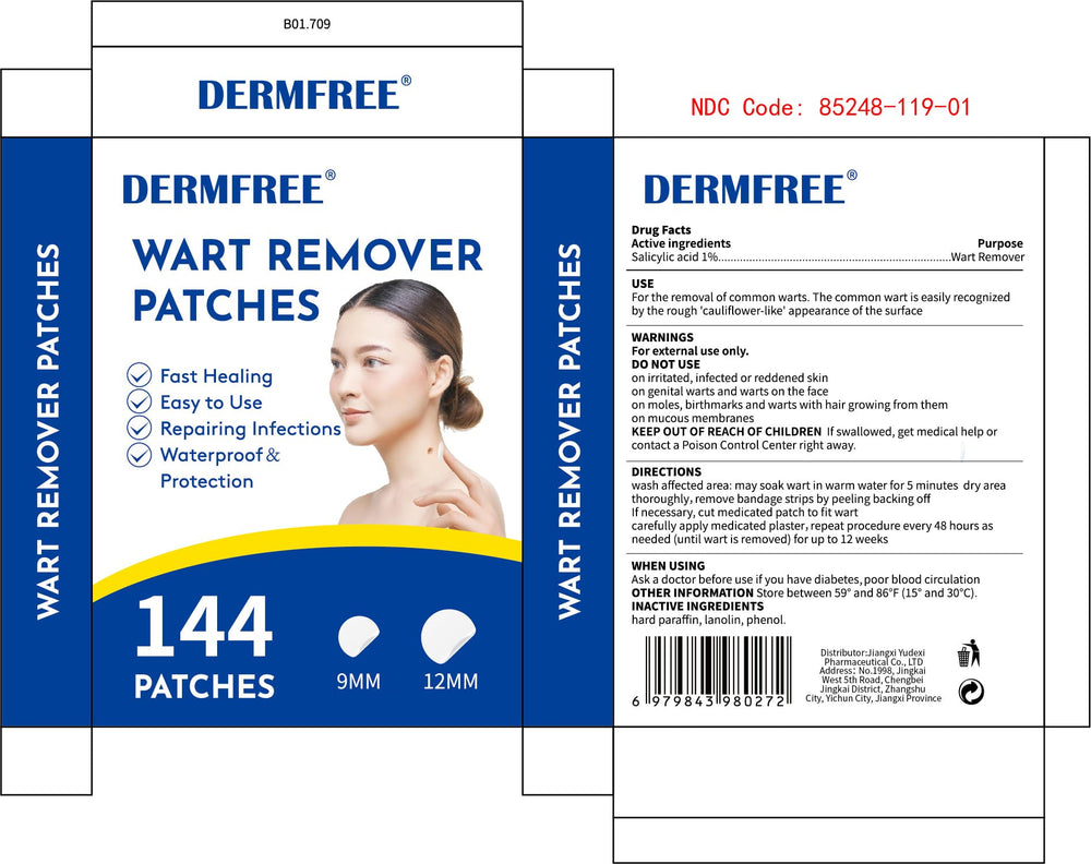 DERMFREE 144-count box shown for convenient home, office, or travel use.