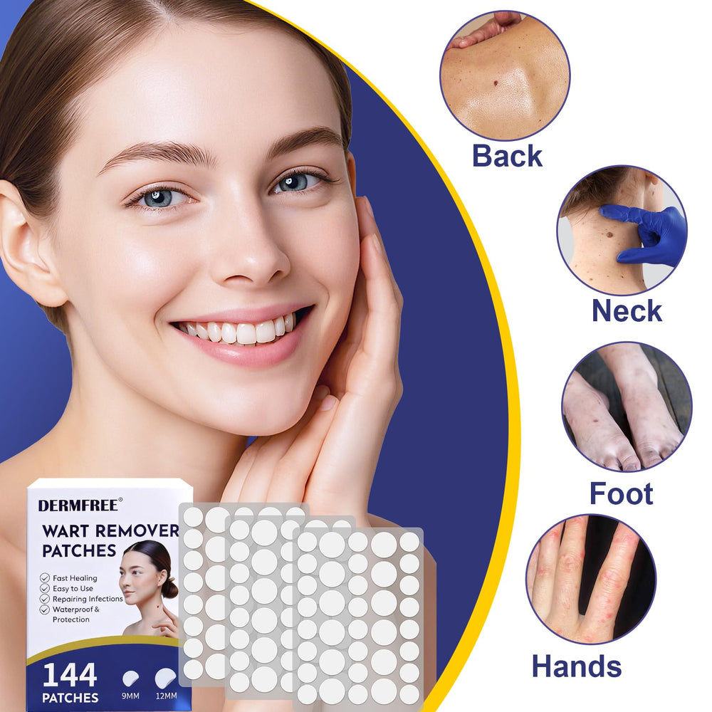 DERMFREE patch with 1% salicylic acid for external wart care on hands and feet.