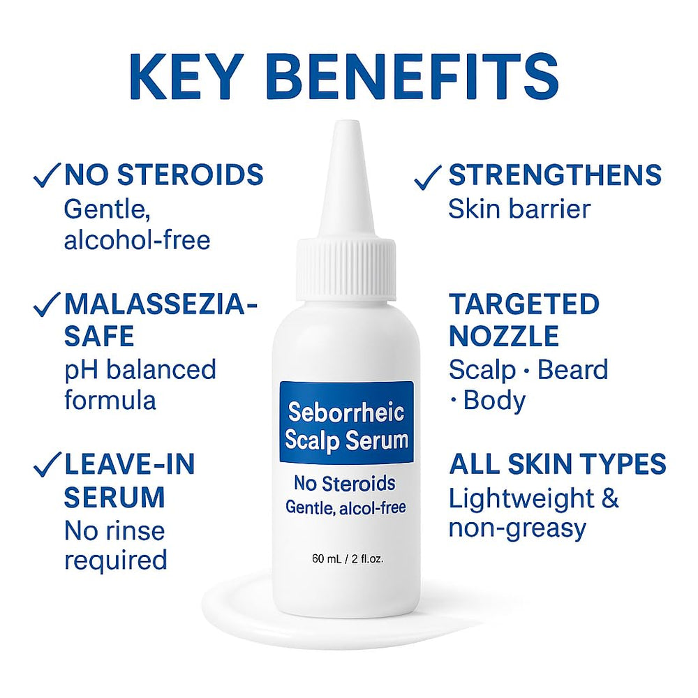 Close-up of serum texture highlighting light, non-greasy feel for scalp care.