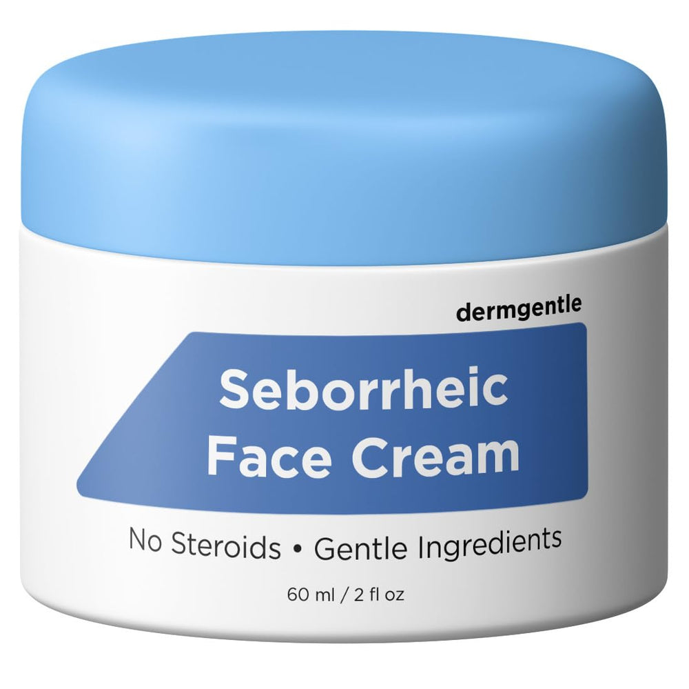 Dermgentle Seborrheic Dermatitis face cream bottle with pump for easy, gentle application.