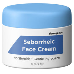Dermgentle Seborrheic Dermatitis face cream bottle with pump for easy, gentle application.