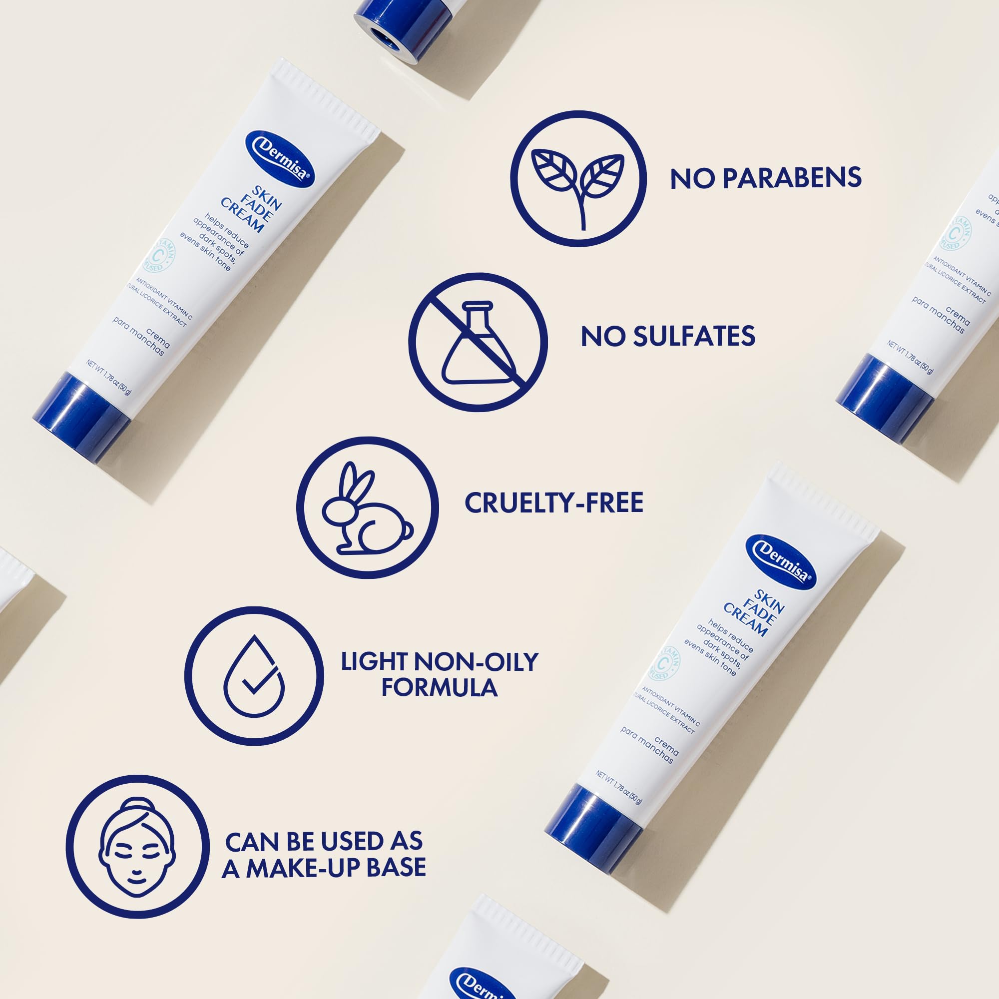 Dermisa Skin Fade Cream on a vanity creates a sense of trusted, radiant skin care.