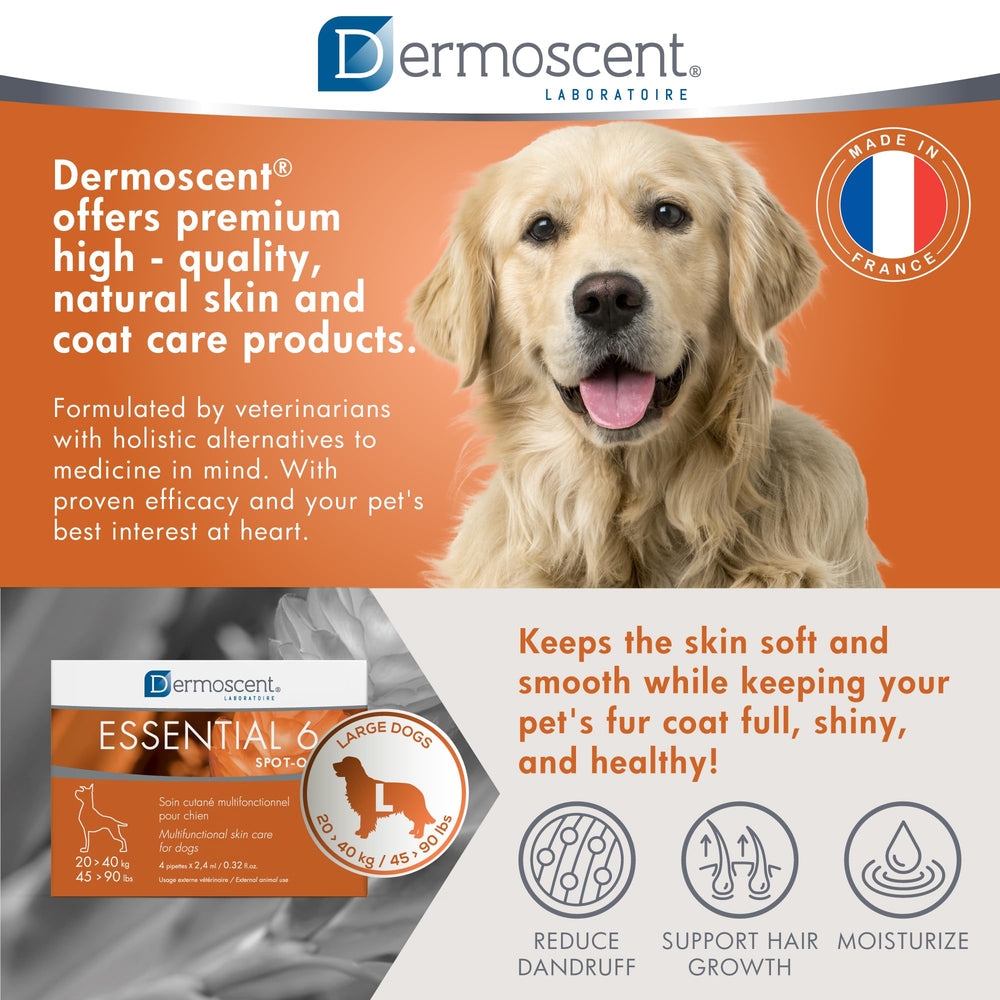 Dermoscent Essential 6 vitamin E oil nourishes canine skin