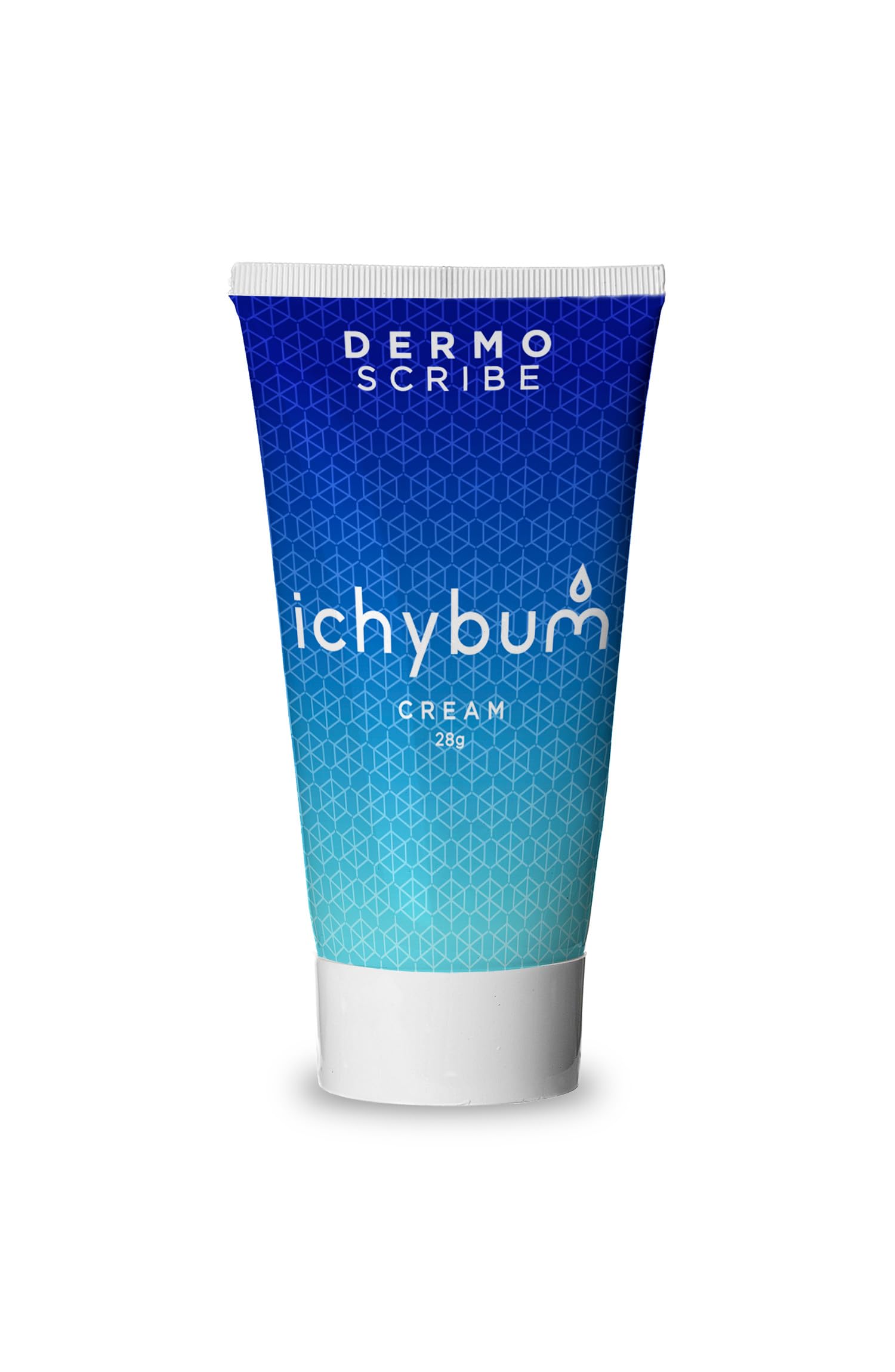 Dermoscribe Ichybum cream tube front showing active ingredients for soothing itch.