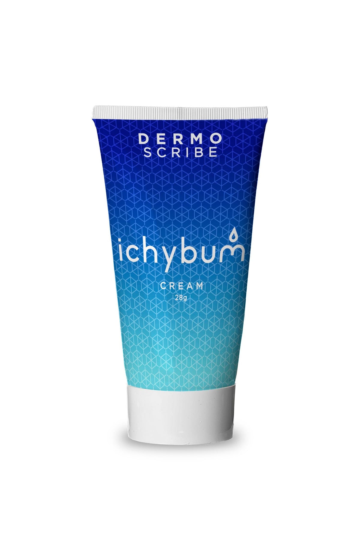 Dermoscribe Ichybum cream tube front showing active ingredients for soothing itch.