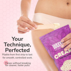 Dermwax WAXXED beads used on sensitive skin demonstrating gentle feel