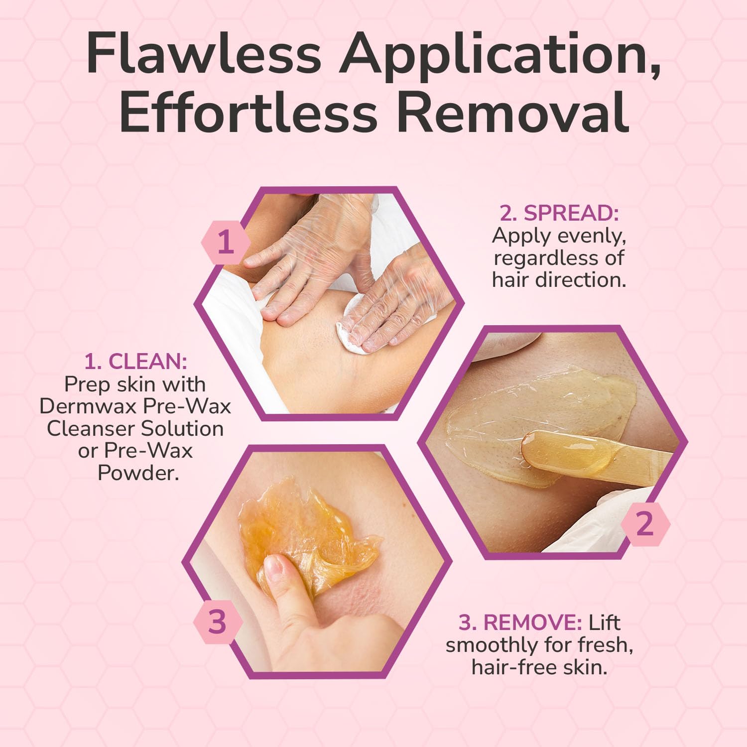 Dermwax WAXXED Honeyed hard wax beads golden gel texture during melt.