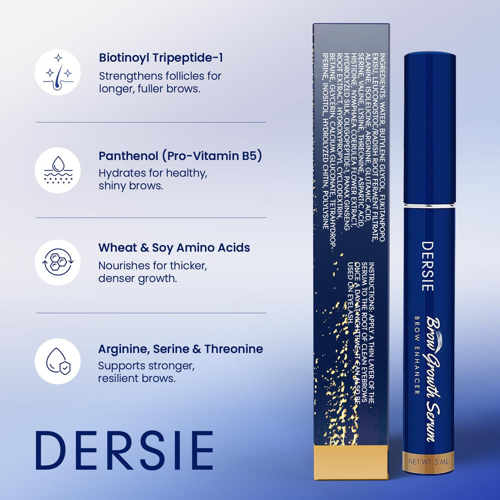 Dersie Eyebrow Growth Serum close-up of brows with improved fullness.