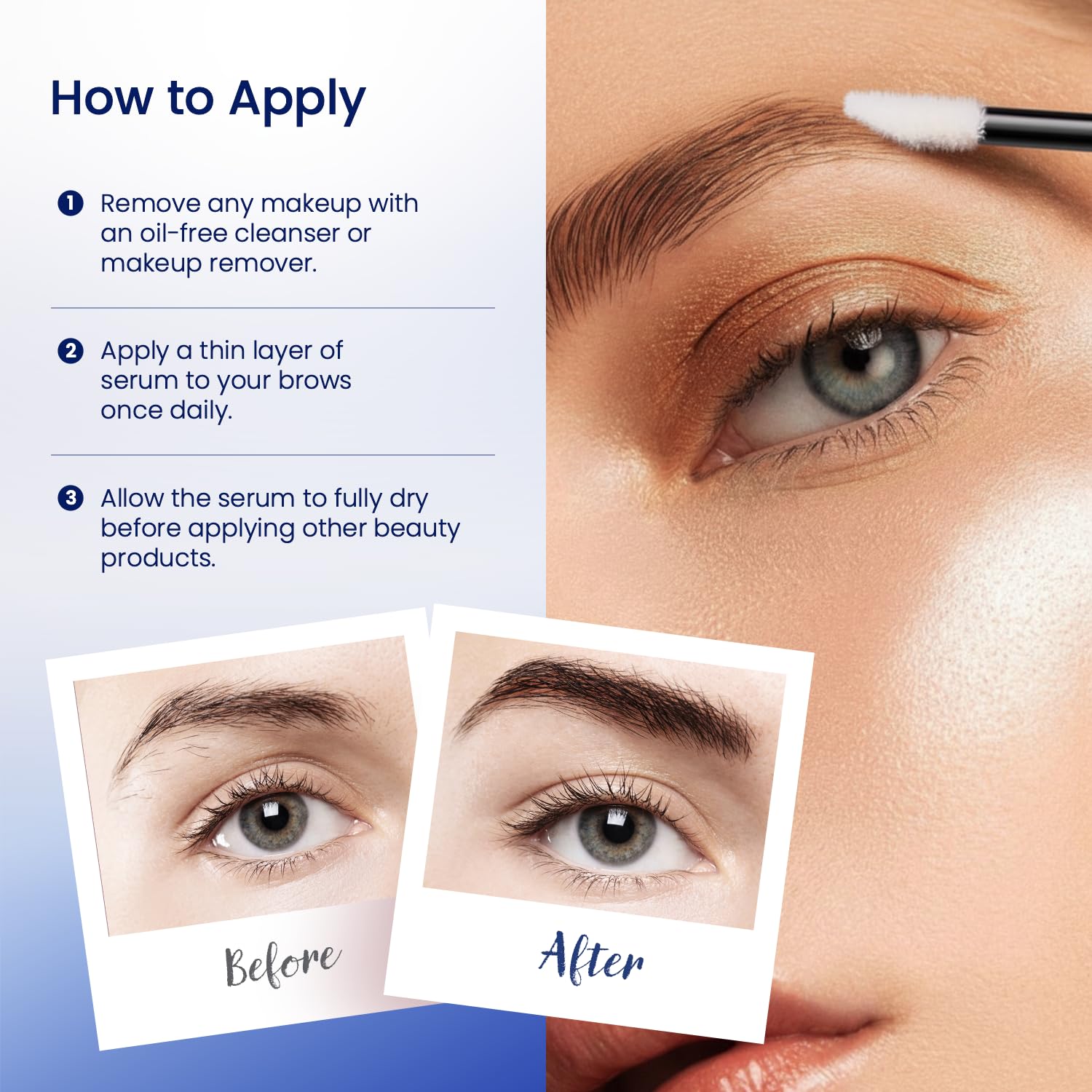 Dersie Eyebrow Growth Serum nightly application for easy brow care.