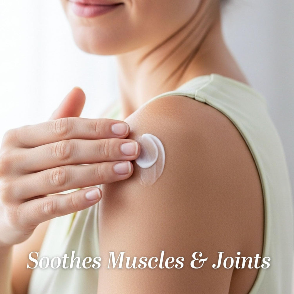 Dersie Frankincense Balm applied to the shoulder for daily comfort.