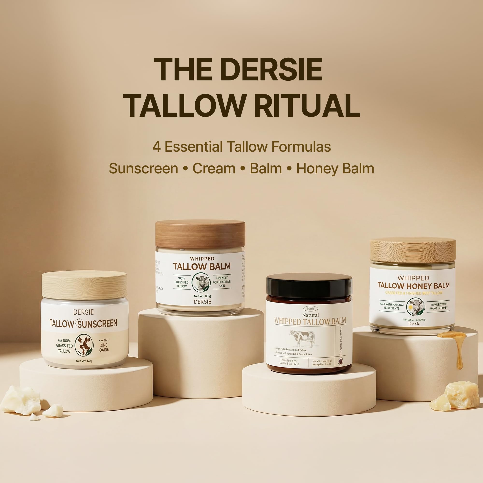 Dersie Tallow Sunscreen compact 2.1oz packaging for travel