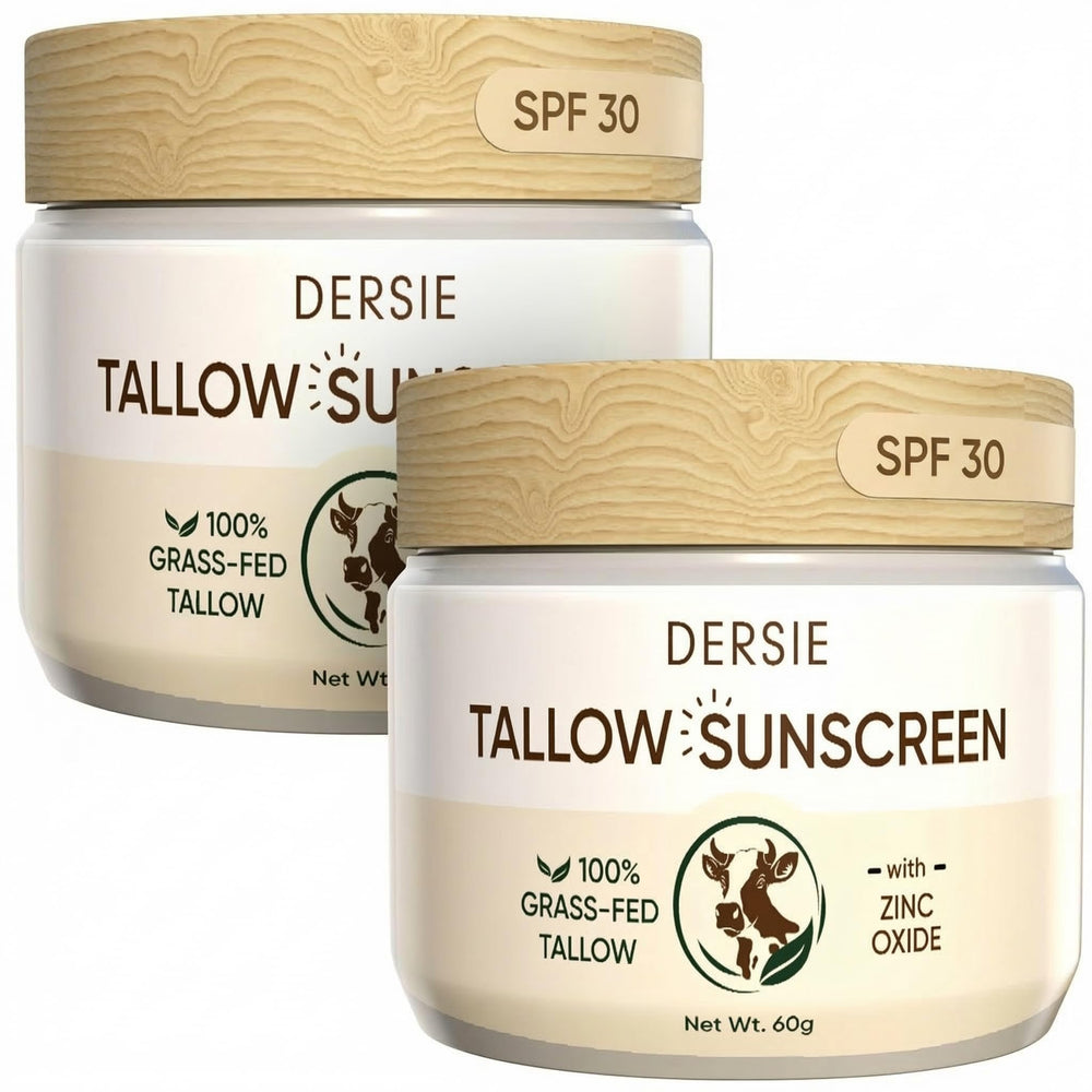 Dersie Tallow Sunscreen SPF 30 pack-2 tubes front view for daily mineral protection