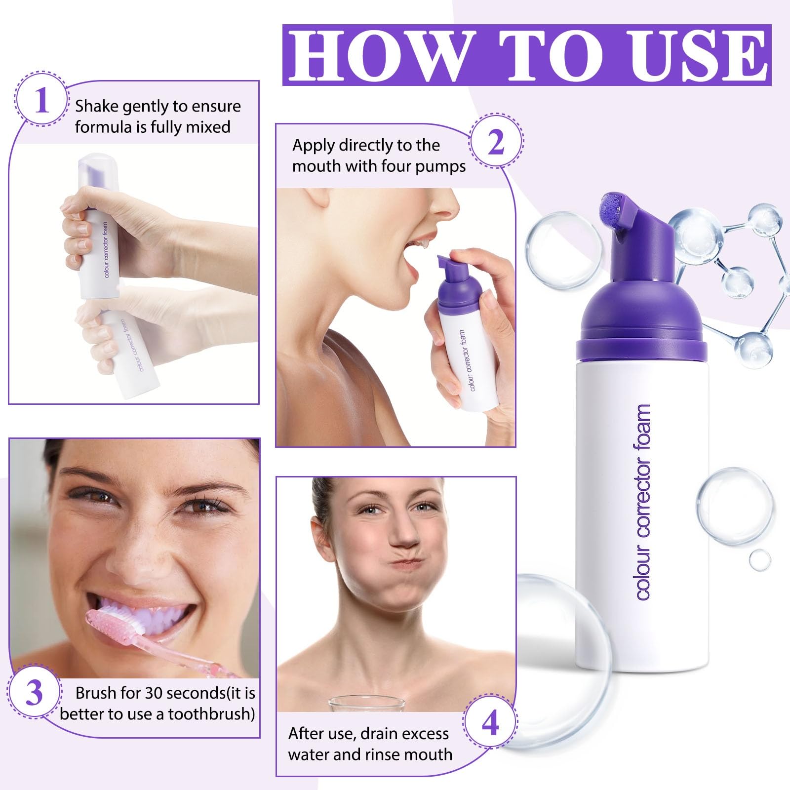 Color-correction visual from Dersoud toothpaste suggesting brighter look