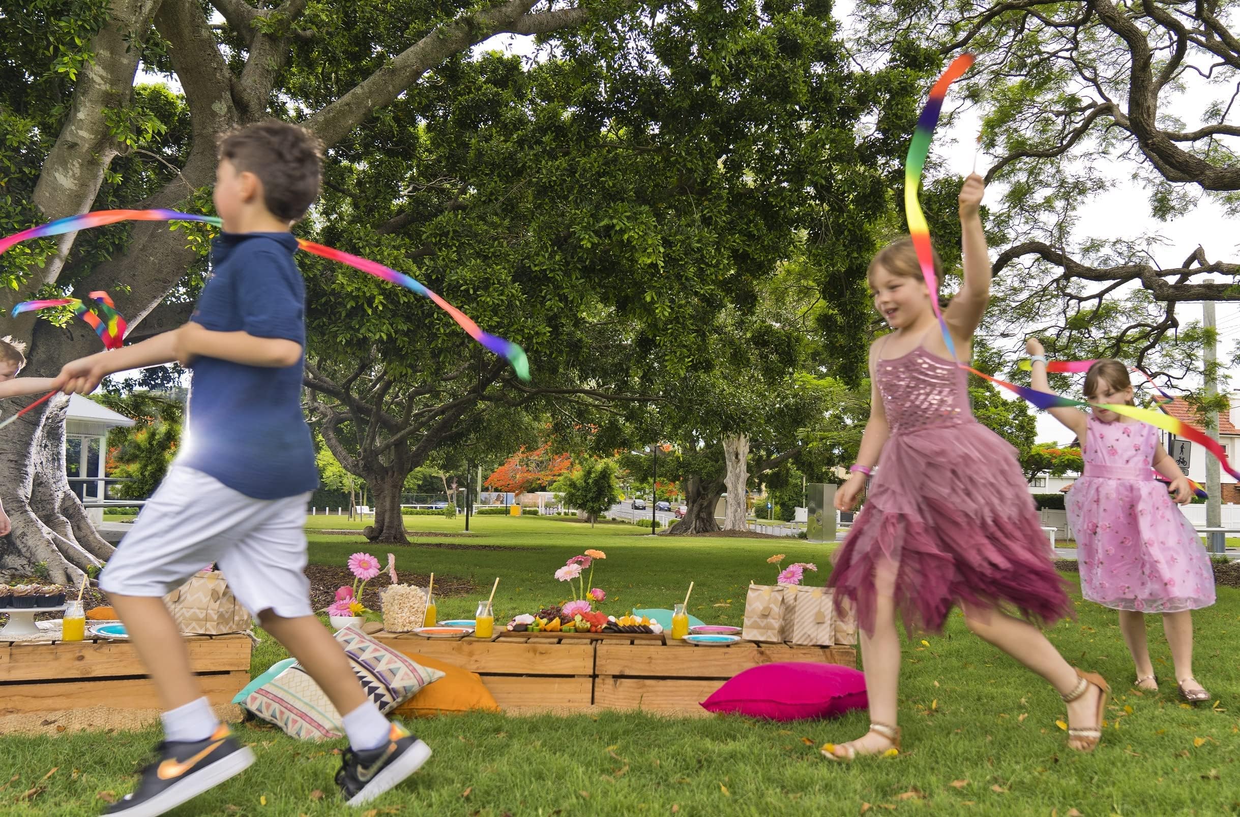 dervea rainbow ribbon dancing wands anti-slip handles for steady grip